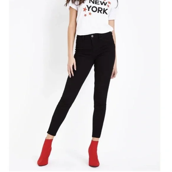 NEW!! ASOS New Look Jenna lift & shape tall skinny black crop jeans - Picture 1 of 9